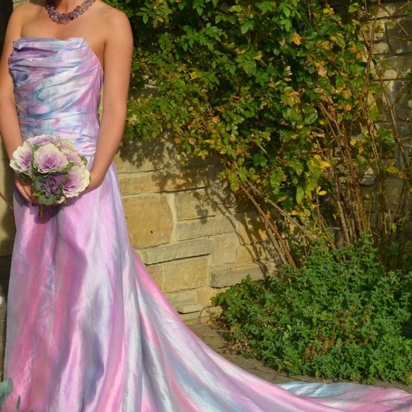 NEW Bohemian Beach Wedding Dress 6 8 10 dyed pink rose white purple blue medium - Picture 3 of 13